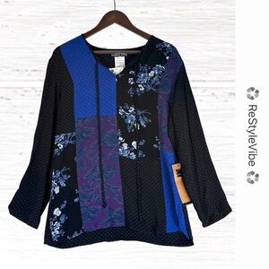 CAROLE LITTLE VINTAGE Women’s Size 6 Top Blouse Shirt NWT Floral Long Sleeve NEW